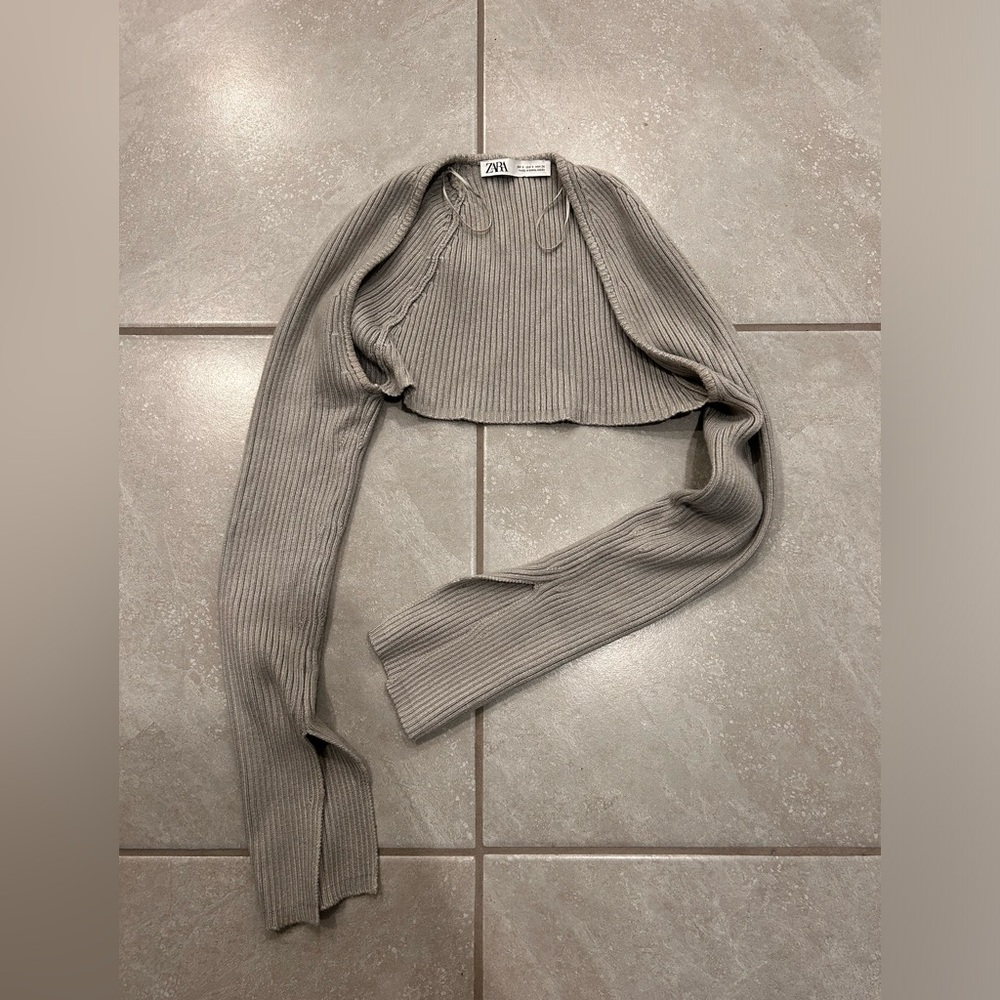 Zara Cropped Ribbed Grey Bolero